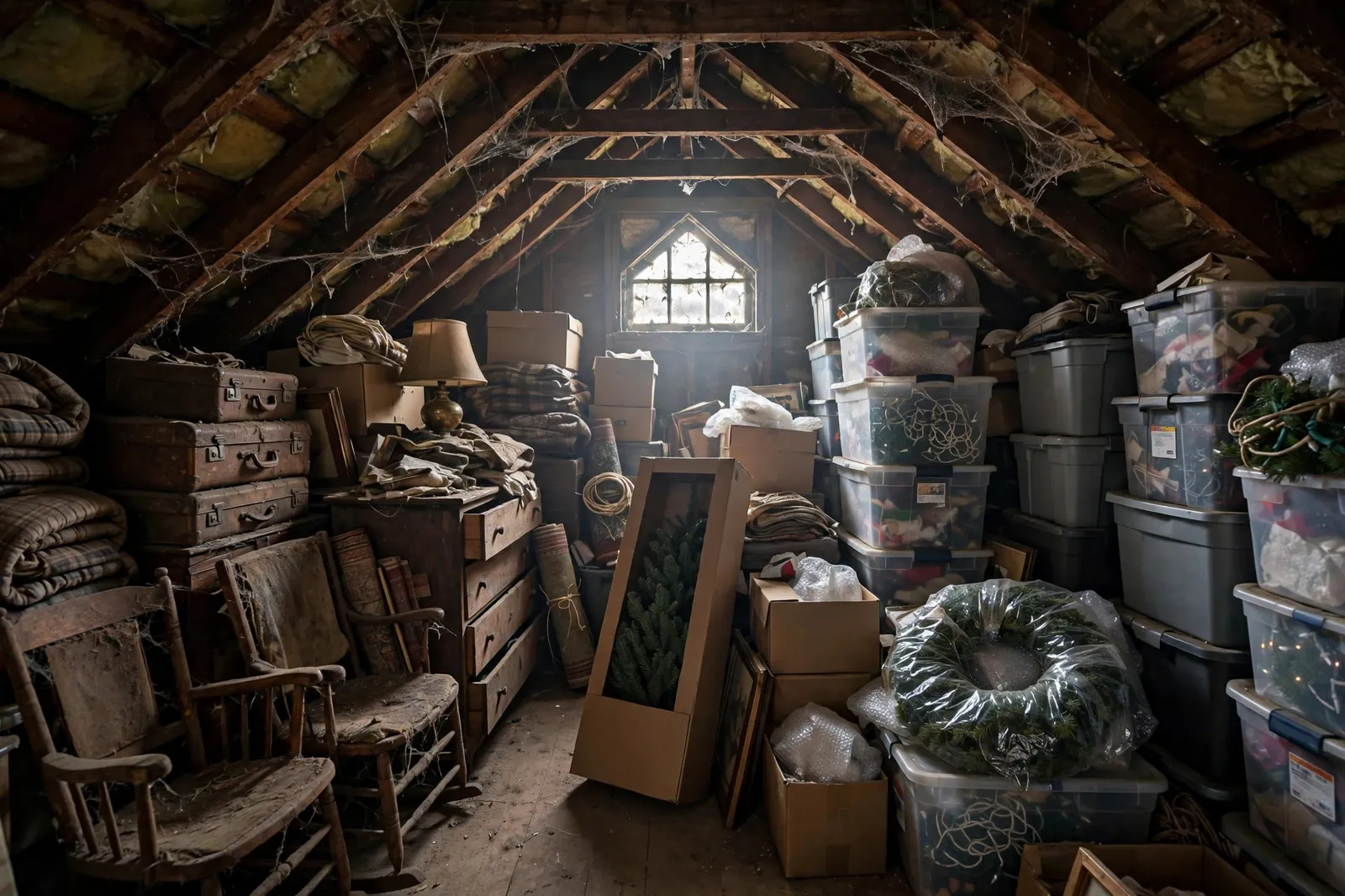 Before photo,  Pull Down Attic Cleanout in Dorchester, by Waldorf Junk Removal Company