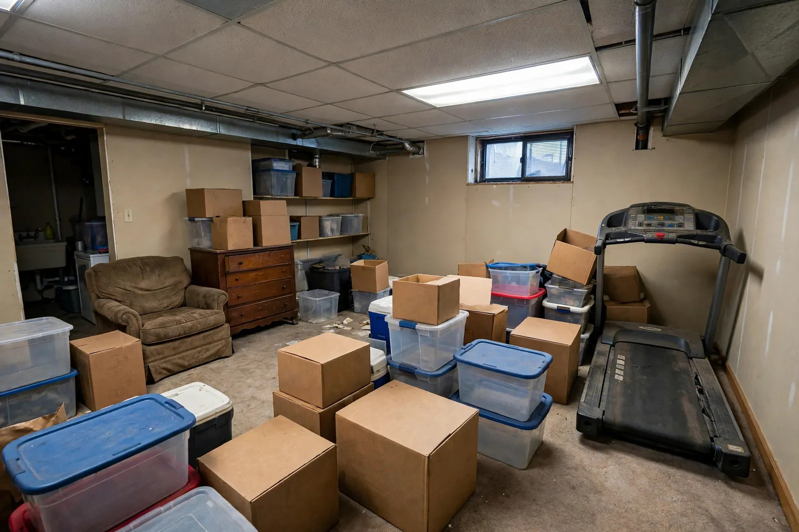 Before photo,  Finished Basement Cleanout in Bannister, by Waldorf Junk Removal Company