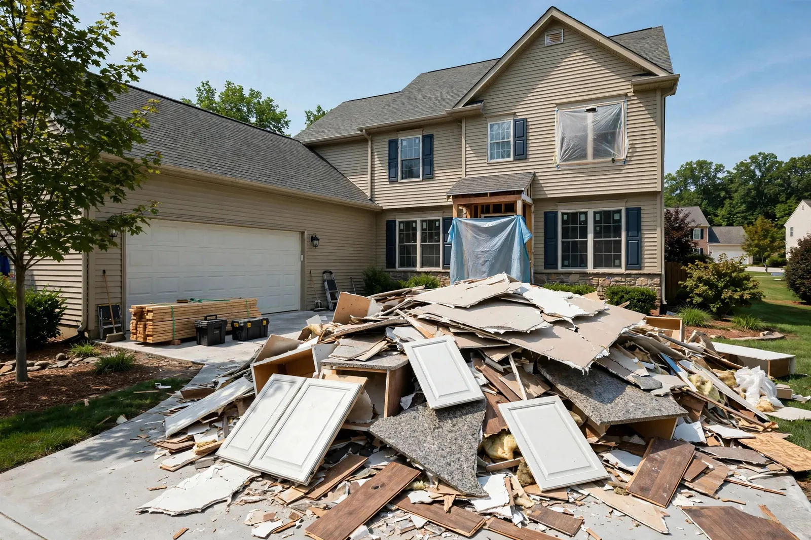 Before photo,  Kitchen and Bath Remodel Debris in Wakefield, by Waldorf Junk Removal Company