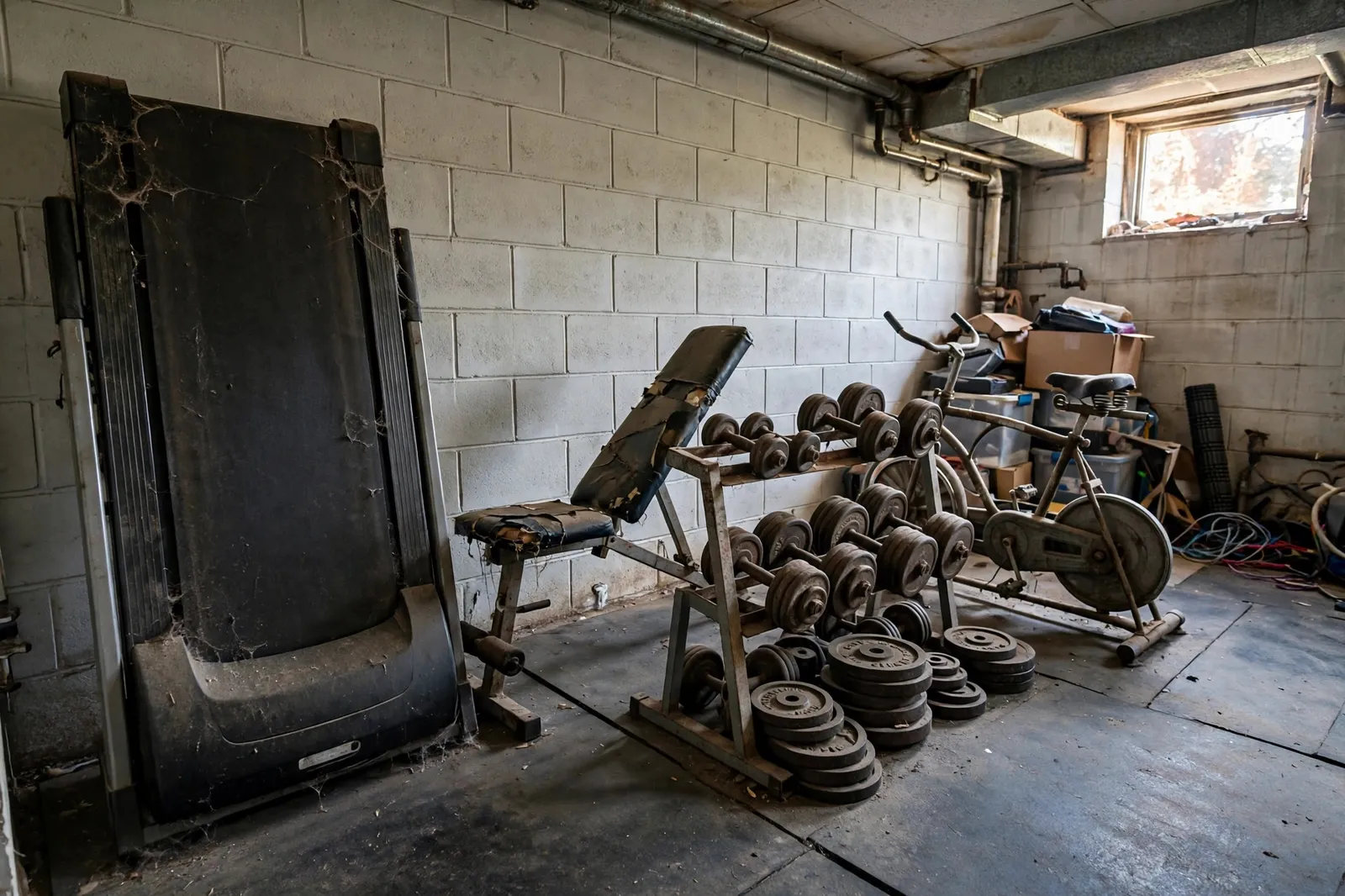 Before photo,  Basement Gym Removal in White Plains, by Waldorf Junk Removal Company