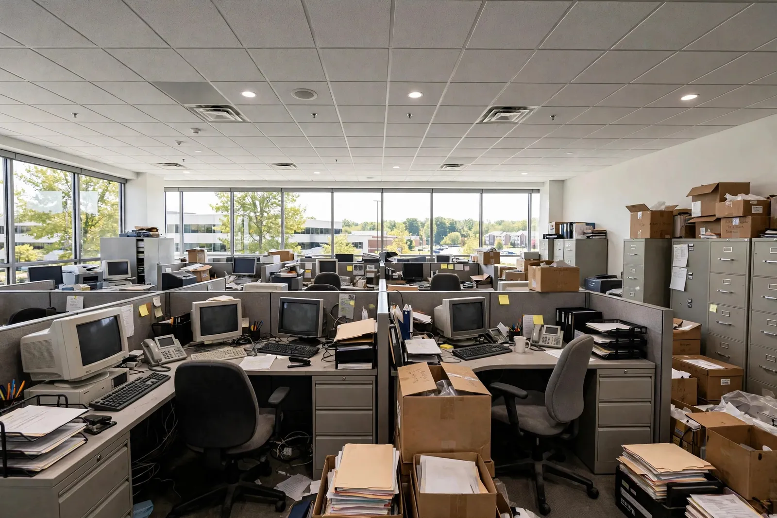 Before photo,  Office Suite Cleanout in Carrington, by Waldorf Junk Removal Company